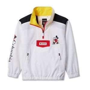 Columbia Disney White Mickey Mouse Pullover Jacket Packable Windbreaker XS Boys
